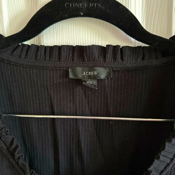 J Crew Ribbed Ruffleneck T-Shirt - Picture 2 of 2